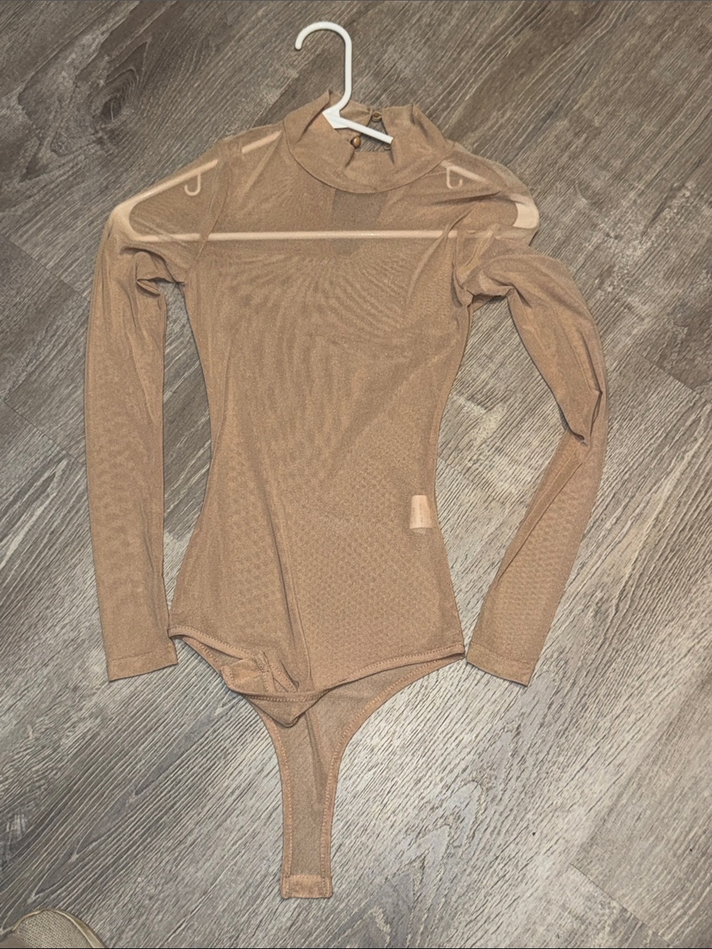 Long-Sleeve Mock Neck Bodysuit - Taupe